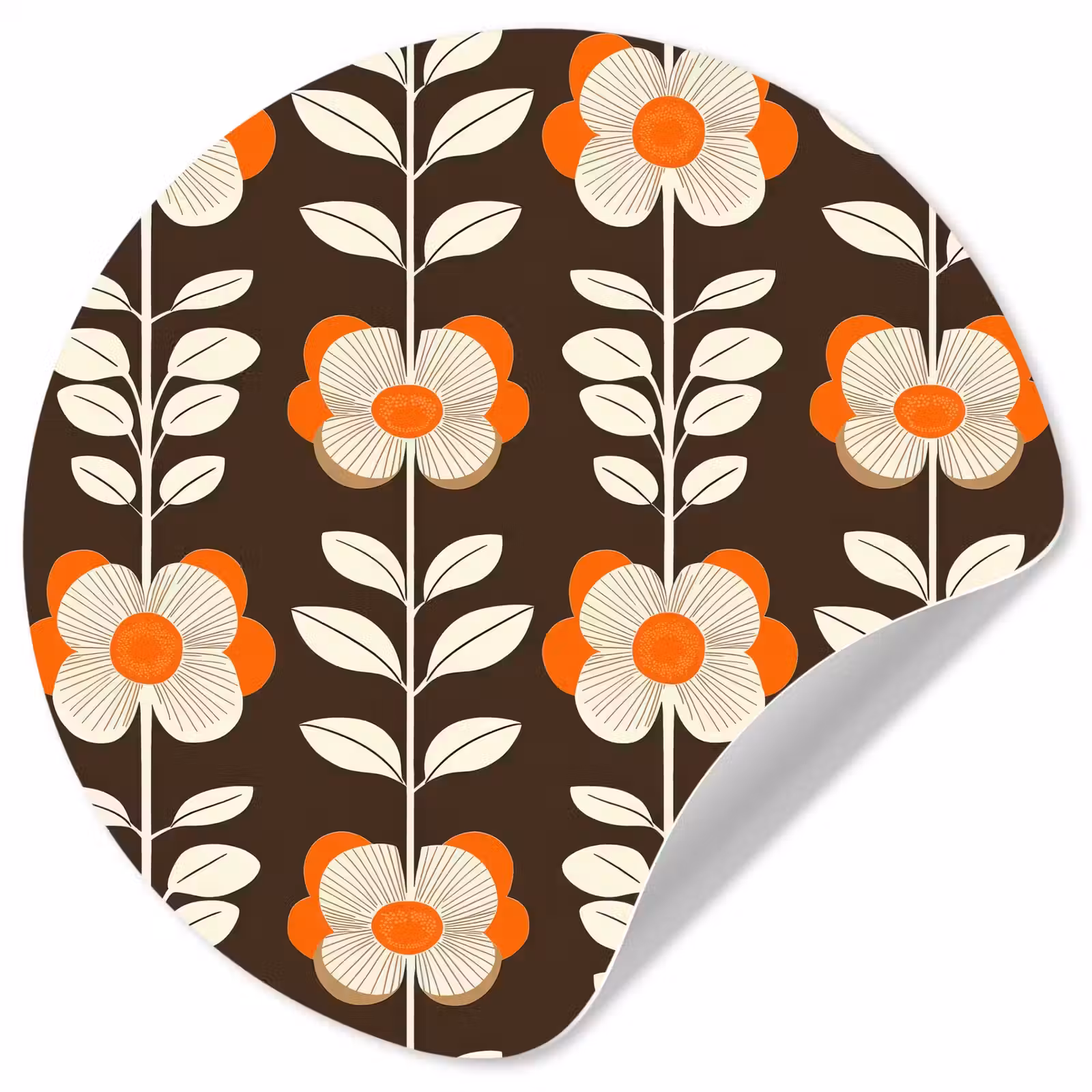 Behangcirkel - Bloemen - Retro - Bruin — 1