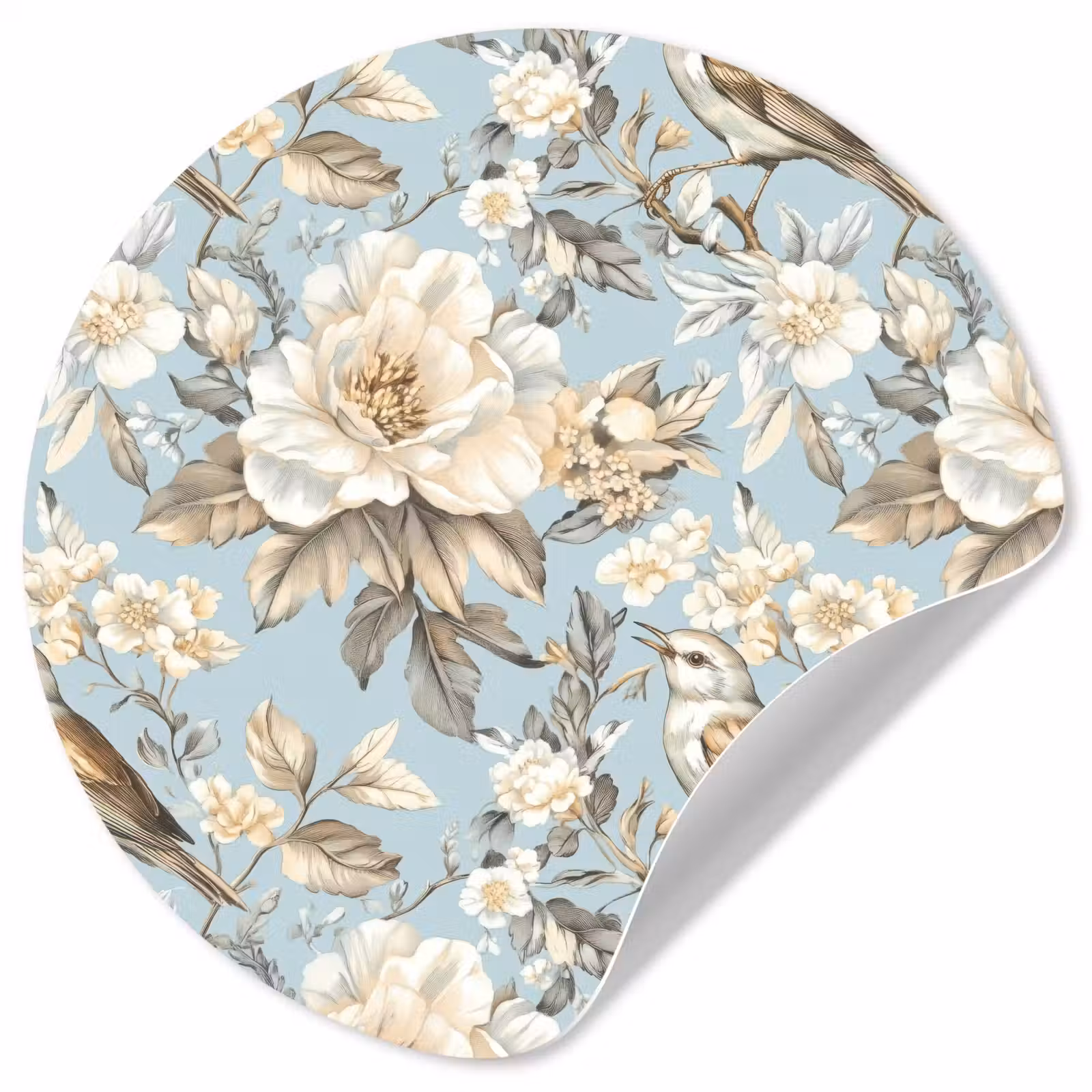 Behangcirkel - Botanisch - Zangvogel - Blauw — 1