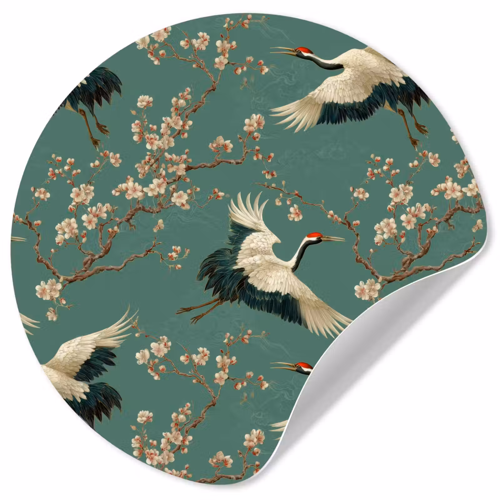 Behangcirkel - Kersenbloesem - Kraamvogels - Groen — 1