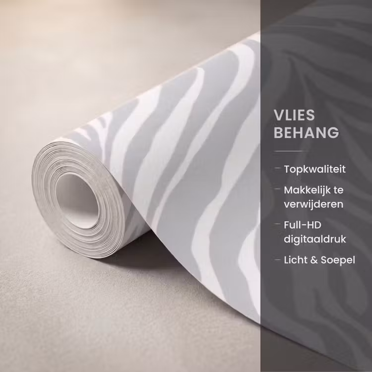 Behang - Zebra - Motief - Grijs — 3