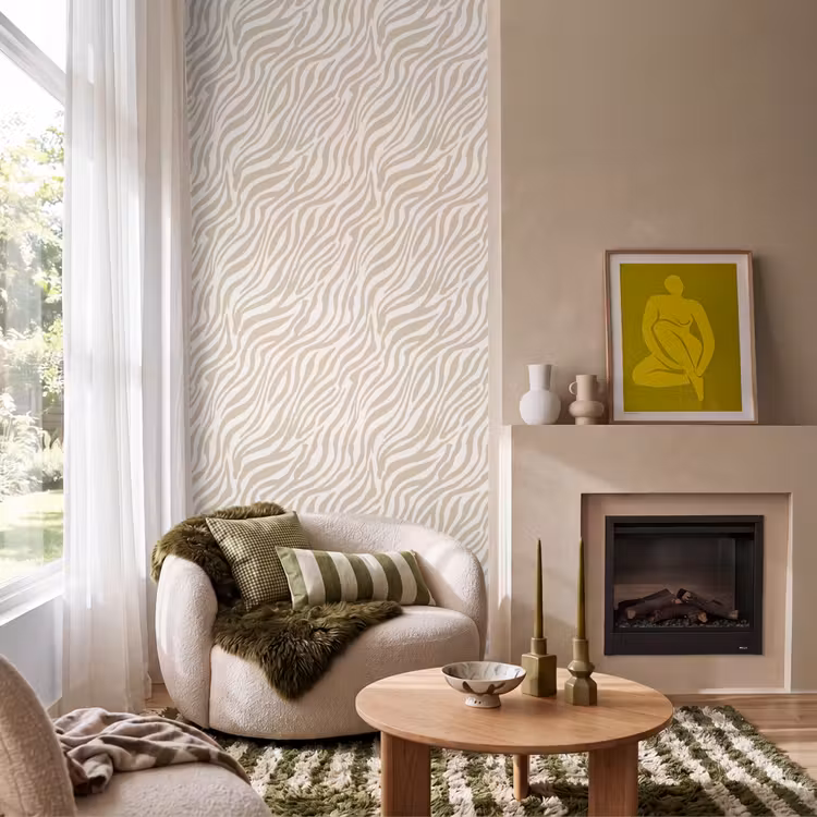 Behang - Zebra - Patroon - Beige — 1