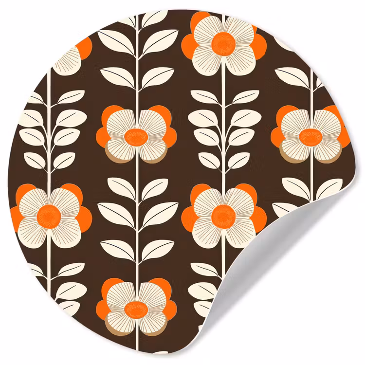 Behangcirkel - Bloemen - Retro - Bruin — 1
