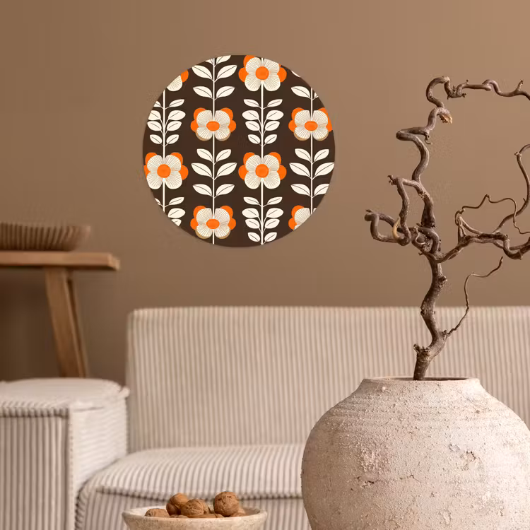 Behangcirkel - Bloemen - Retro - Bruin — 2