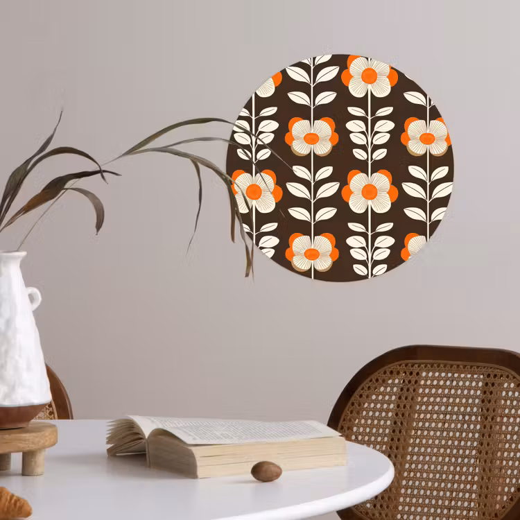Behangcirkel - Bloemen - Retro - Bruin — 4
