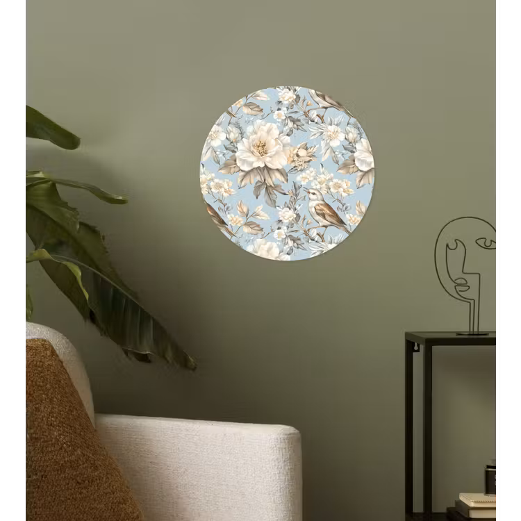 Behangcirkel - Botanisch - Zangvogel - Blauw — 3