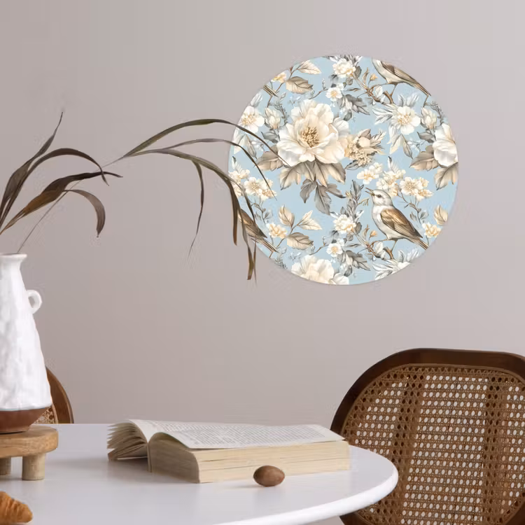 Behangcirkel - Botanisch - Zangvogel - Blauw — 4
