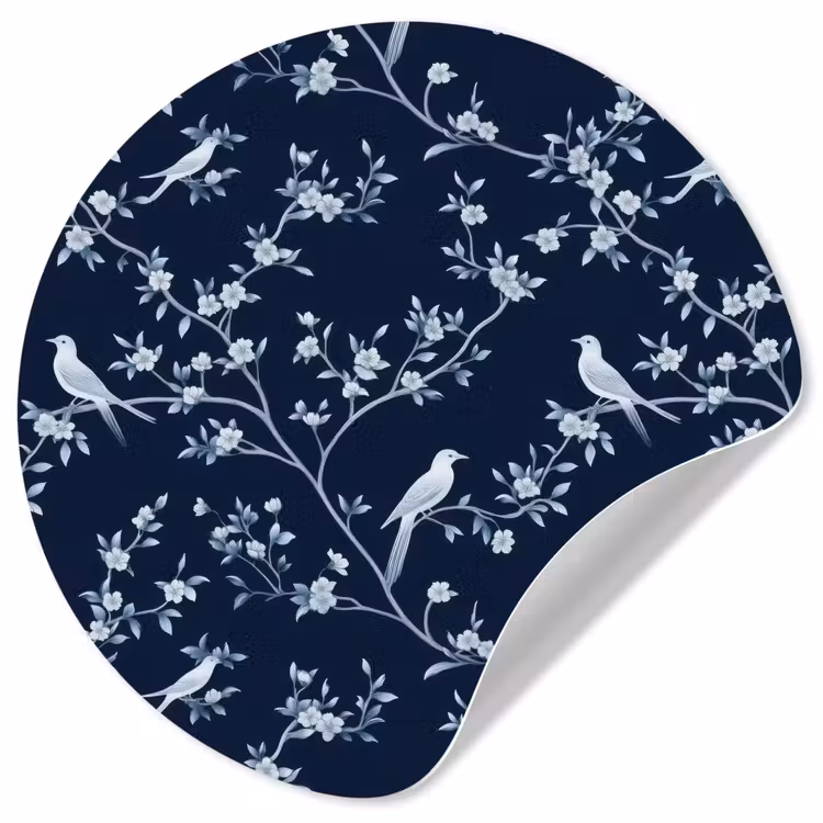 Behangcirkel - Grafisch - Bloesemtak - Blauw — 1