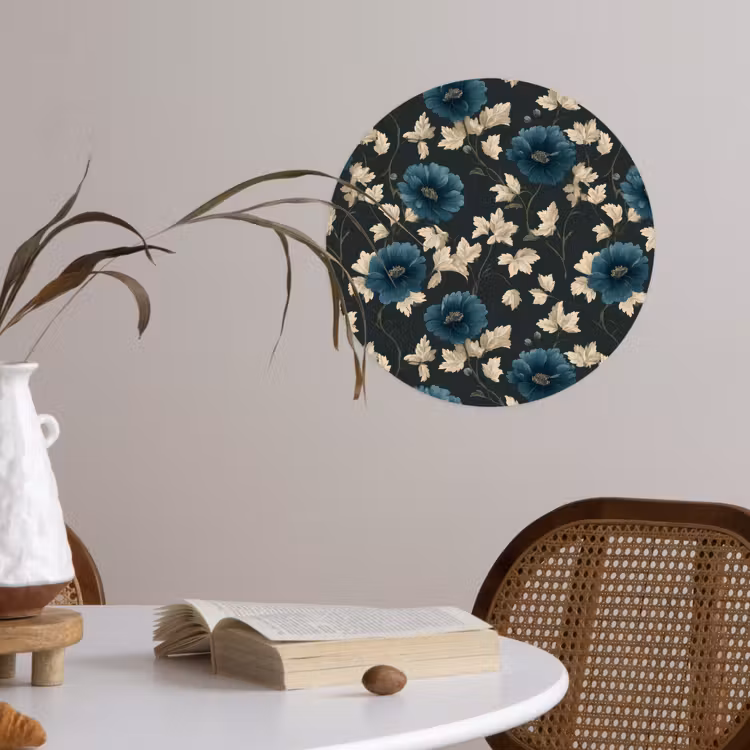 Behangcirkel - Botanisch - Bloemen - Blauw — 4