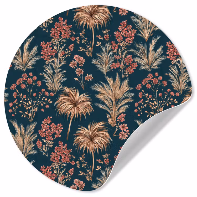 Behangcirkel - Botanisch - Patroon - Blauw — 1