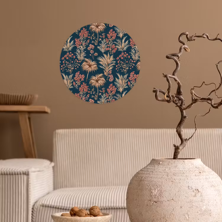 Behangcirkel - Botanisch - Patroon - Blauw — 2