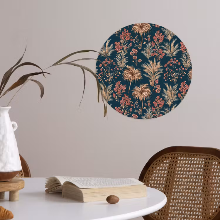 Behangcirkel - Botanisch - Patroon - Blauw — 4