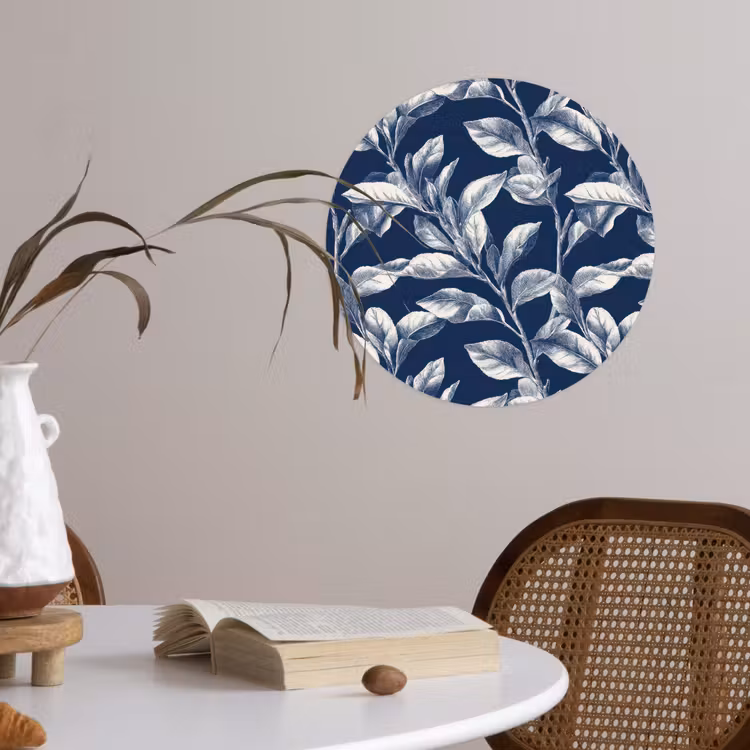 Behangcirkel - Botanisch - Patroon - Blauw — 4