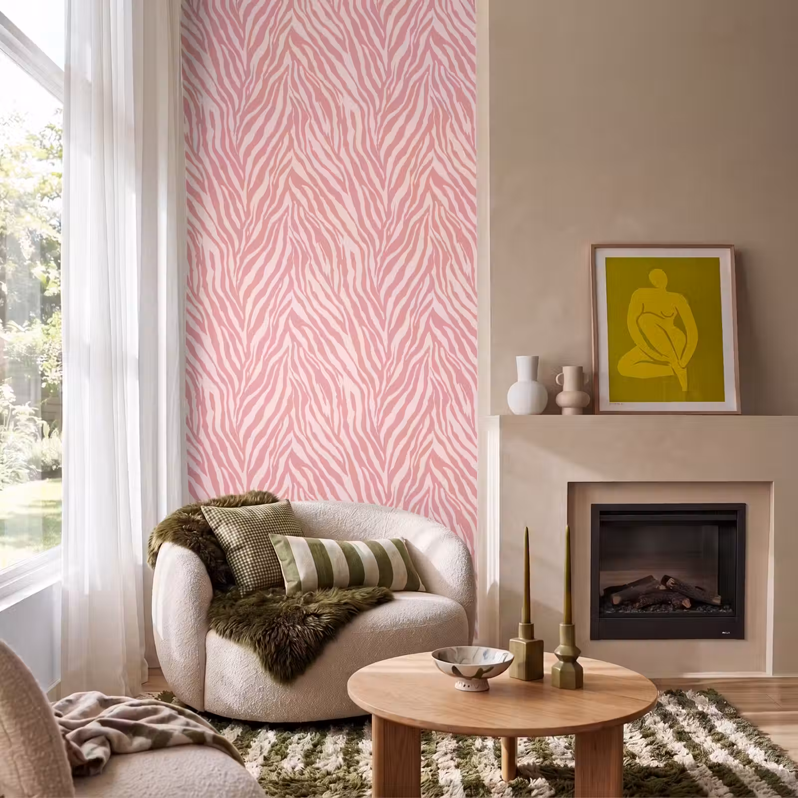 Behang - Zebra - Print - Roze — 1