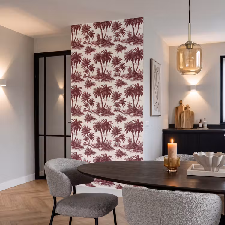 Behang - Tropisch - Geometrisch - Bordeauxrood — 5