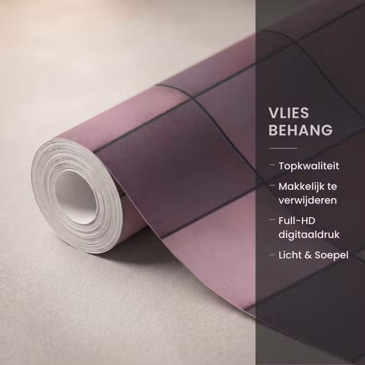 Behang - Vierkant - Tegel - Patroon - Paars — 3