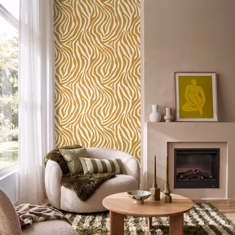 Behang - Zebra - Klassiek - Oker - Geel — 1