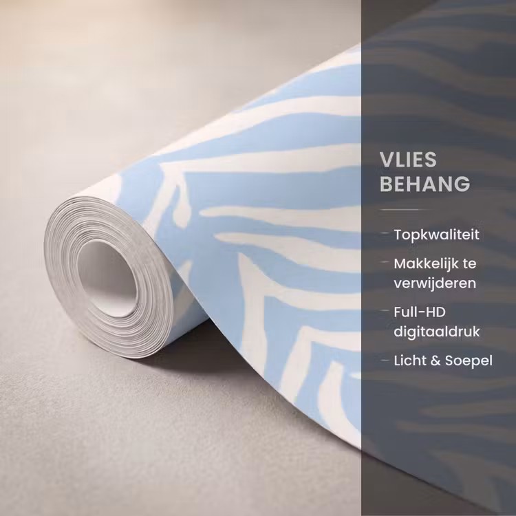 Behang - Zebra - Motief - Blauw - Wit — 3