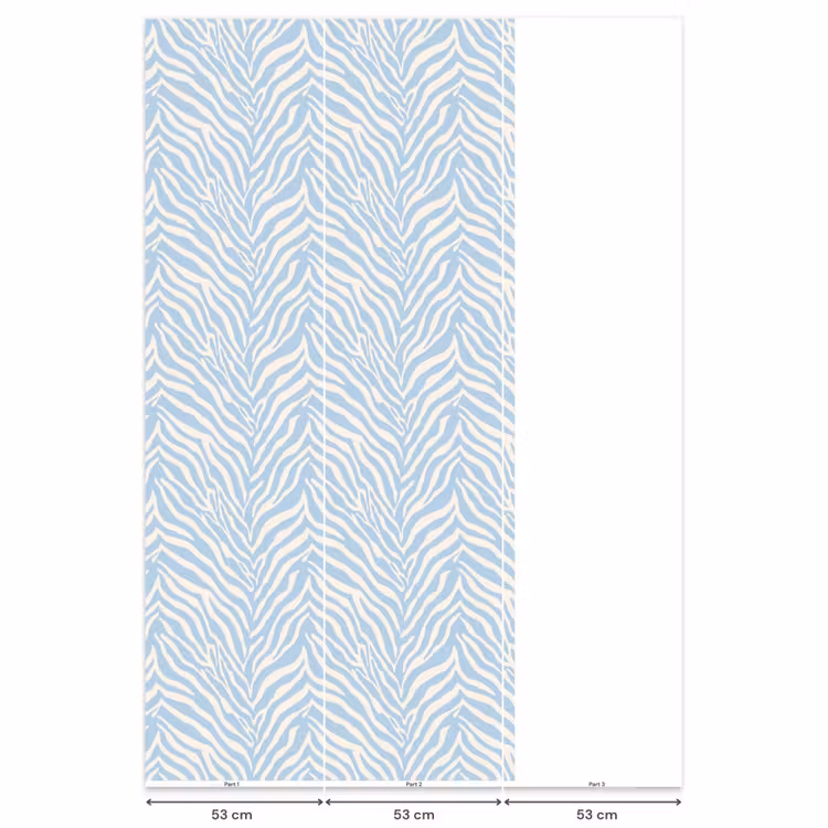 Behang - Zebra - Motief - Blauw - Wit — 6