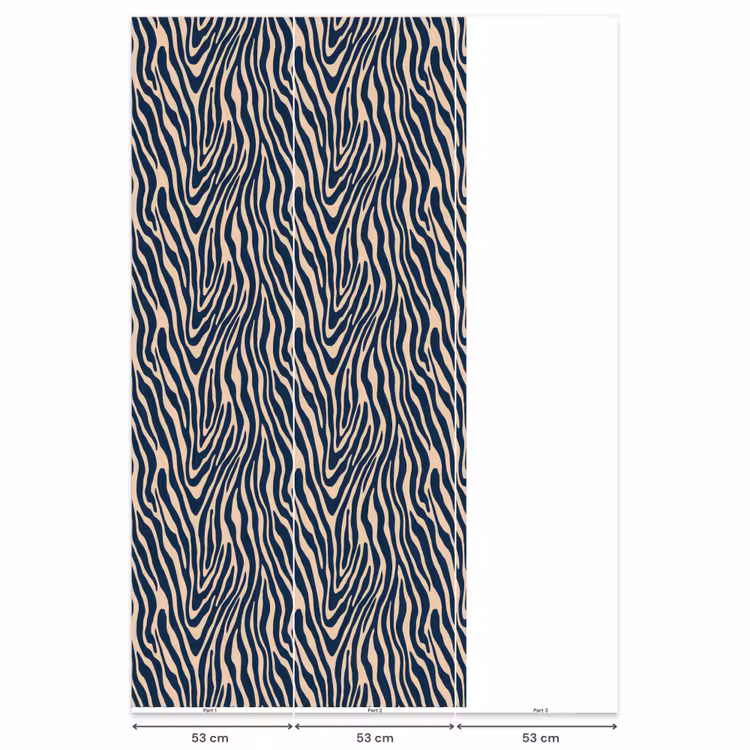 Behang - Zebra - Patroon - Blauw - Beige — 6