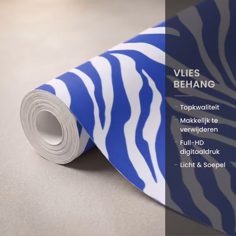 Behang - Zebra - Patroon - Kobalt - Blauw — 3