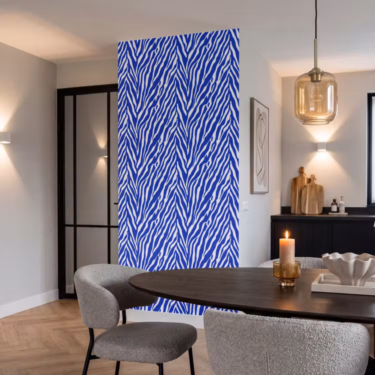Behang - Zebra - Patroon - Kobalt - Blauw — 5
