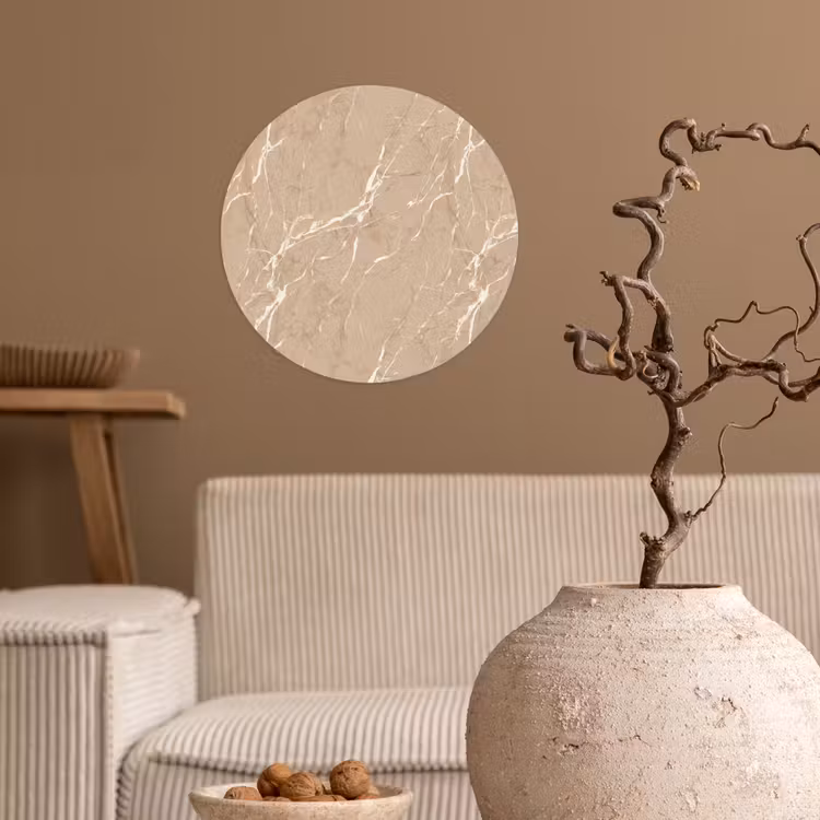 Behangcirkel - Beige - Marmer - Organisch - Wit — 2