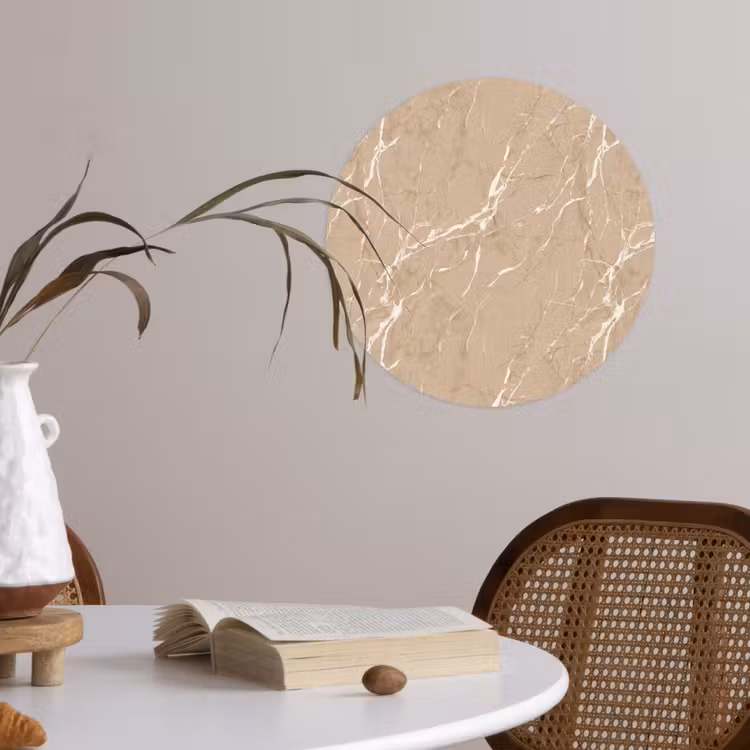 Behangcirkel - Beige - Marmer - Organisch - Wit — 4