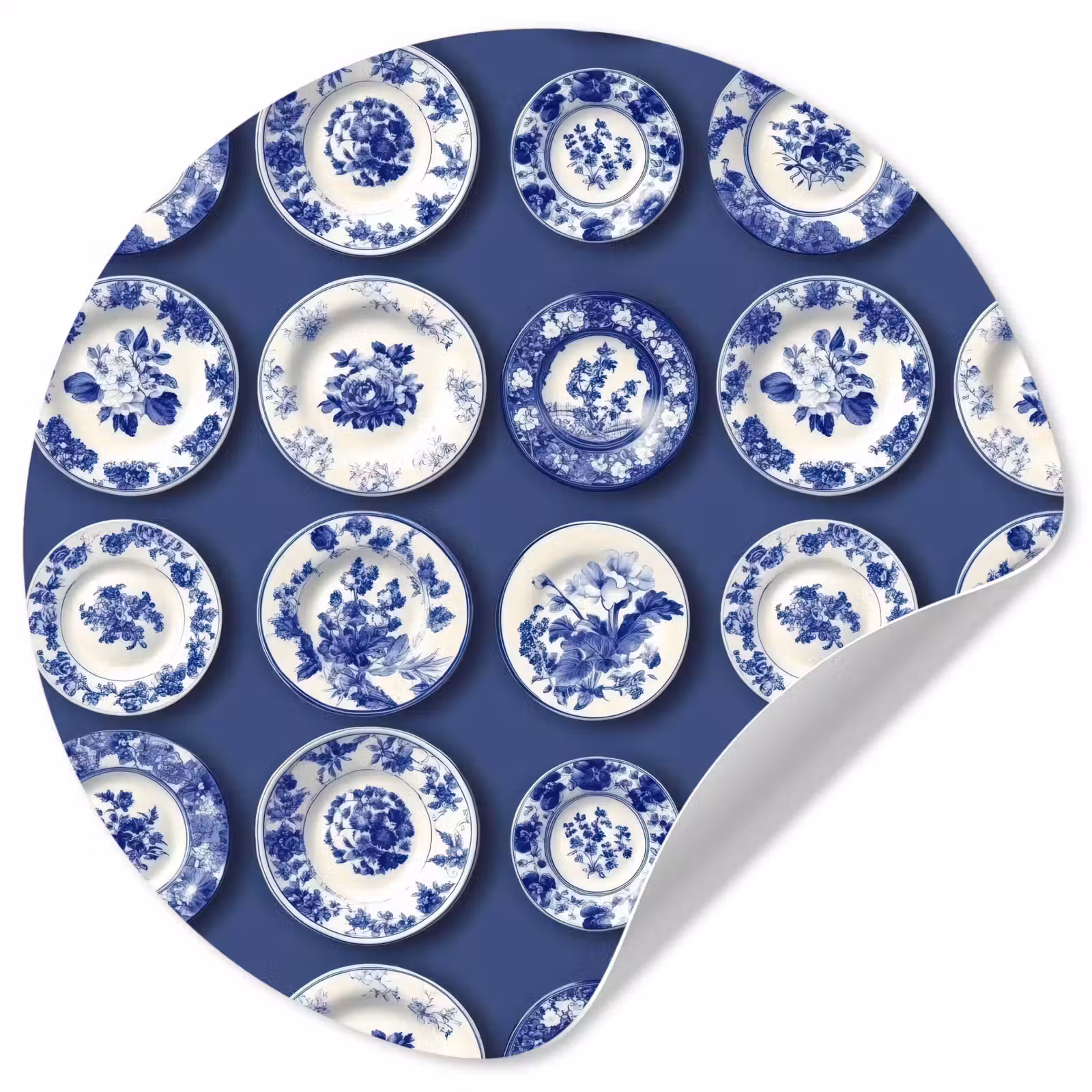 Behangcirkel - Borden - Floraal - Blauw — 1
