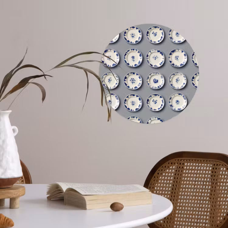 Behangcirkel - Borden - Bloemen - Blauw - Wit — 4