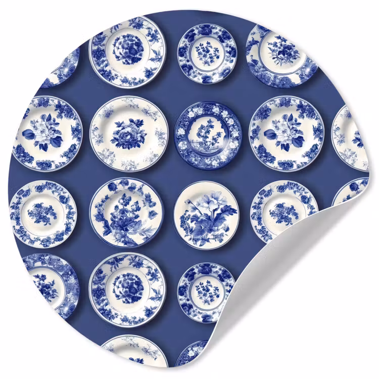 Behangcirkel - Borden - Floraal - Blauw — 1