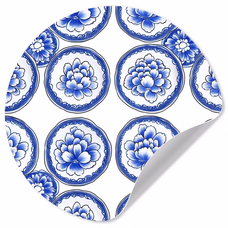 Behangcirkel - Cirkels - Bloemen - Blauw — 1