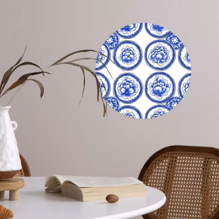 Behangcirkel - Cirkels - Bloemen - Blauw — 4