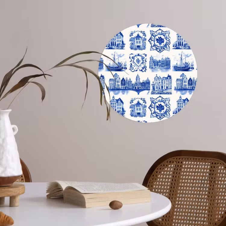 Behangcirkel - Huizen - Schepen - Blauw — 4