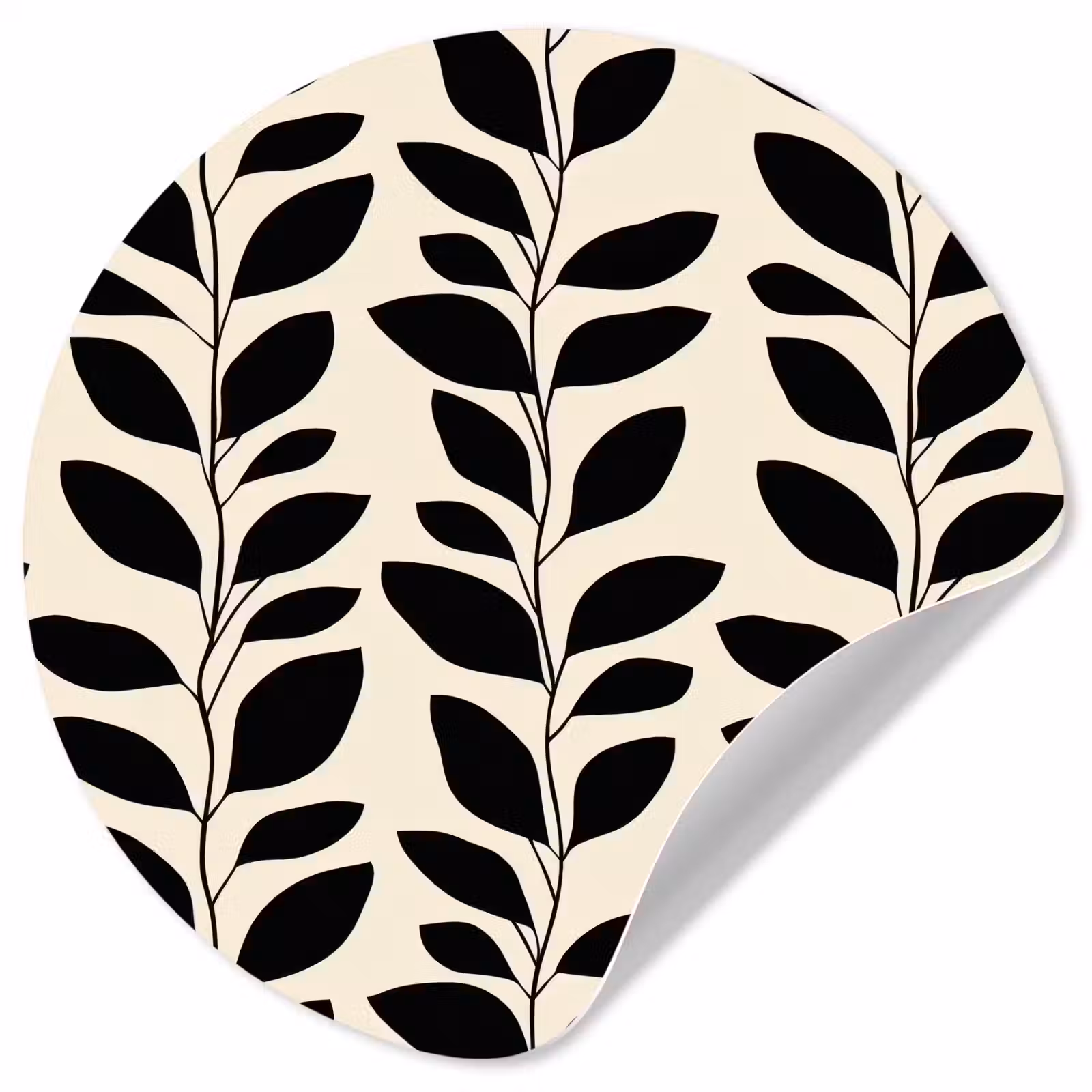Behangcirkel - Botanisch - Dessin - Zwart - Beige — 1