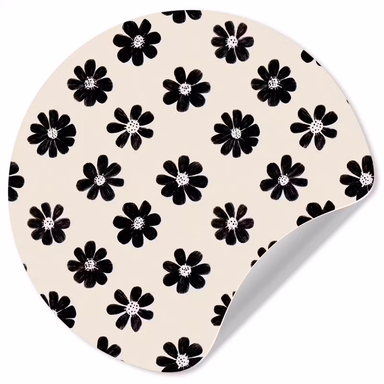 Behangcirkel - Grafisch - Madeliefjes - Zwart - Beige — 1