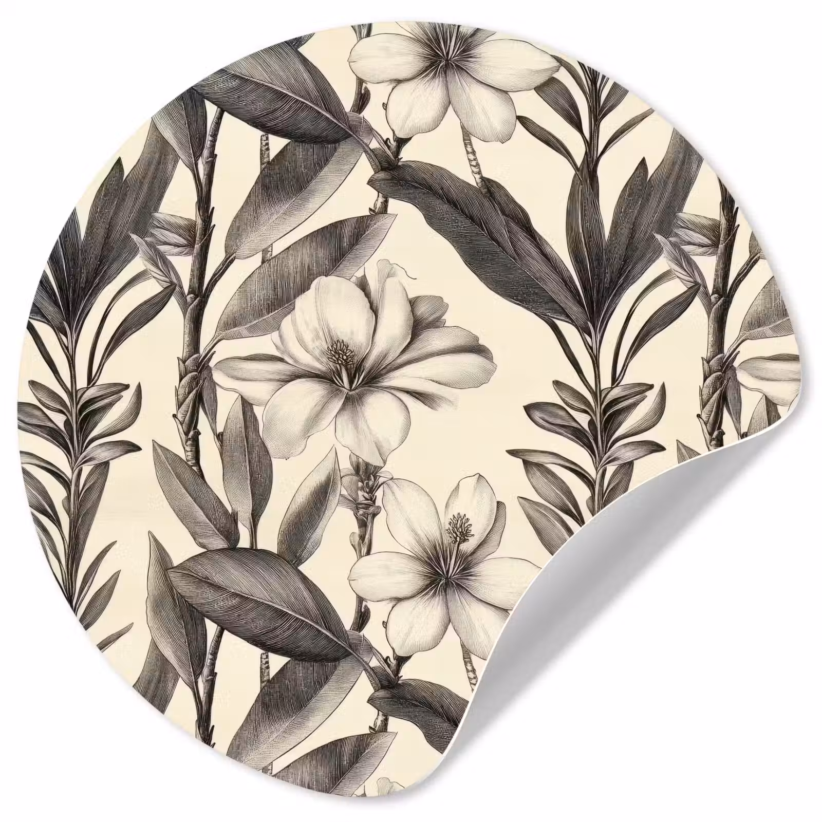 Behangcirkel - Klassiek - Botanisch - Zwart - Beige — 1
