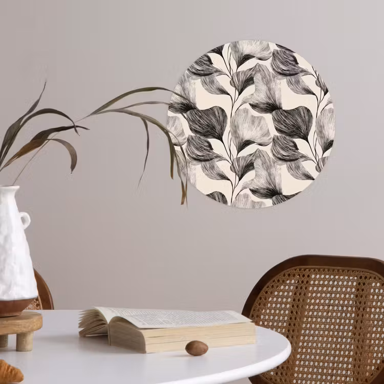 Behangcirkel - Botanisch - Bladeren - Zwart — 4