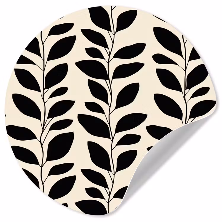 Behangcirkel - Botanisch - Dessin - Zwart - Beige — 1
