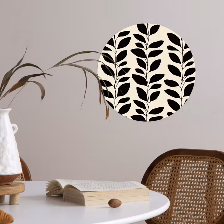 Behangcirkel - Botanisch - Dessin - Zwart - Beige — 4