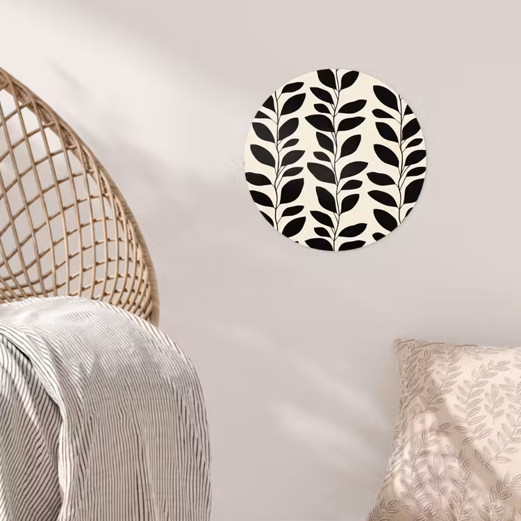 Behangcirkel - Botanisch - Dessin - Zwart - Beige — 5