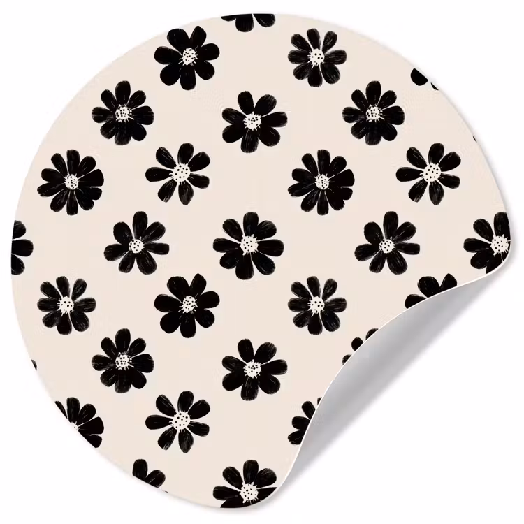 Behangcirkel - Grafisch - Madeliefjes - Zwart - Beige — 1