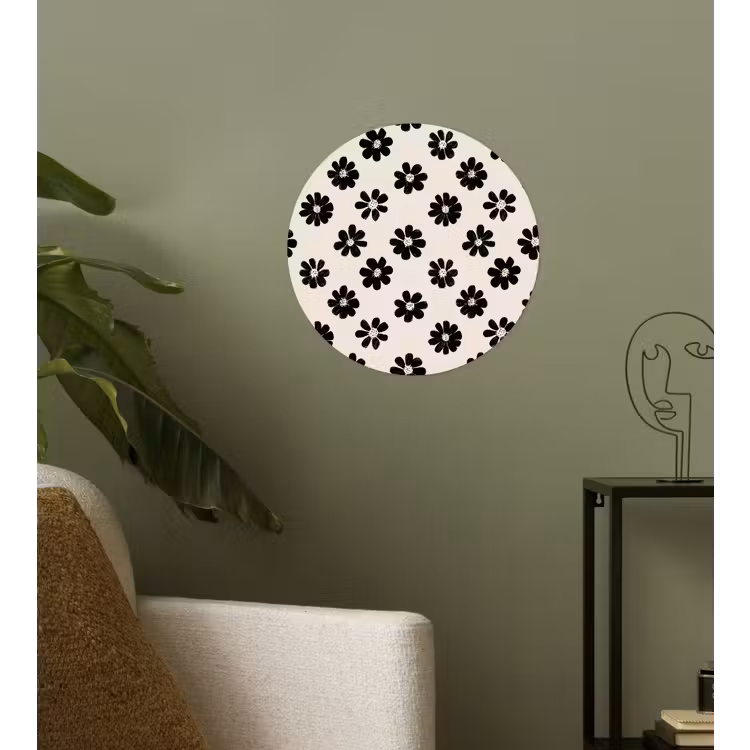 Behangcirkel - Grafisch - Madeliefjes - Zwart - Beige — 3
