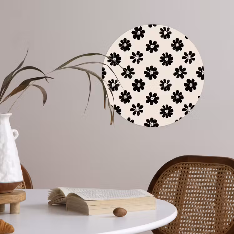 Behangcirkel - Grafisch - Madeliefjes - Zwart - Beige — 4