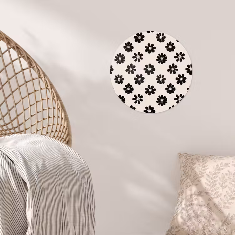 Behangcirkel - Grafisch - Madeliefjes - Zwart - Beige — 5