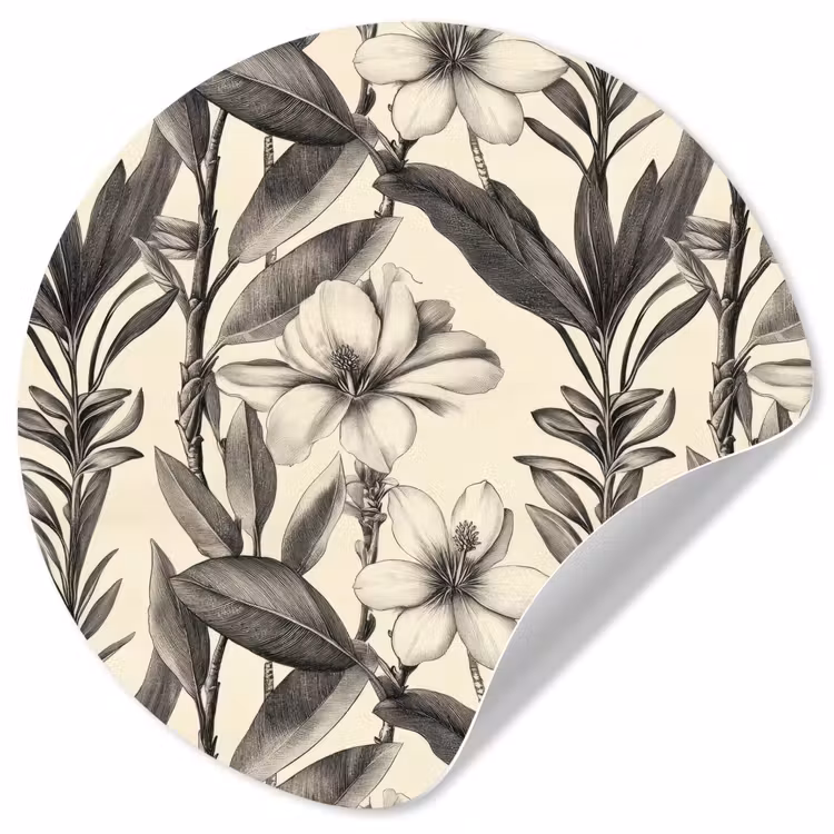 Behangcirkel - Klassiek - Botanisch - Zwart - Beige — 1
