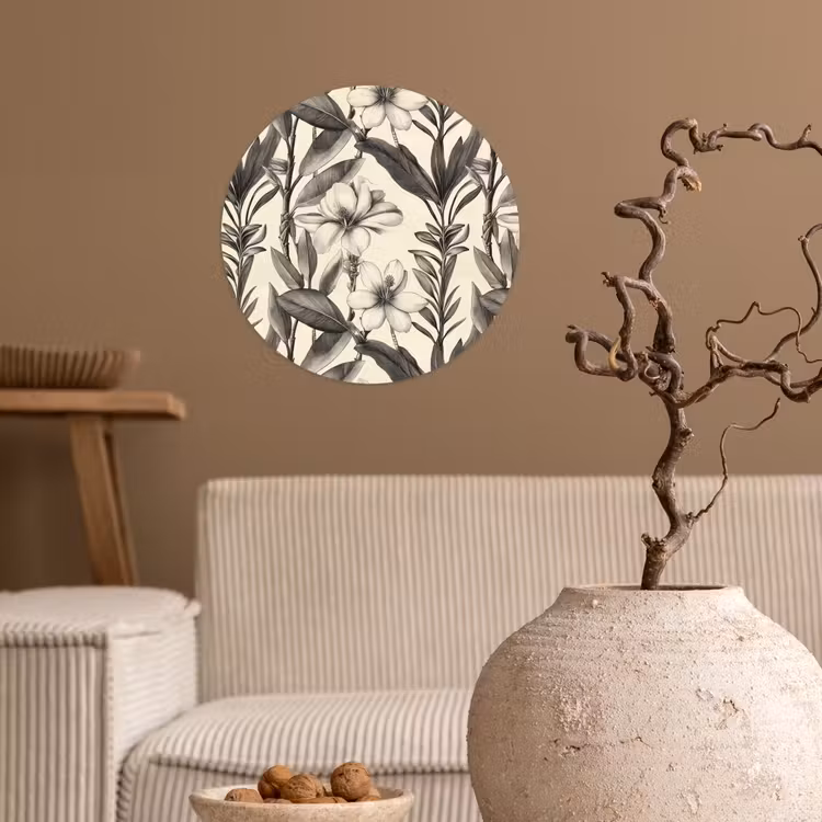 Behangcirkel - Klassiek - Botanisch - Zwart - Beige — 2