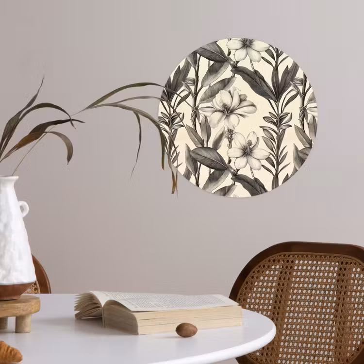 Behangcirkel - Klassiek - Botanisch - Zwart - Beige — 4