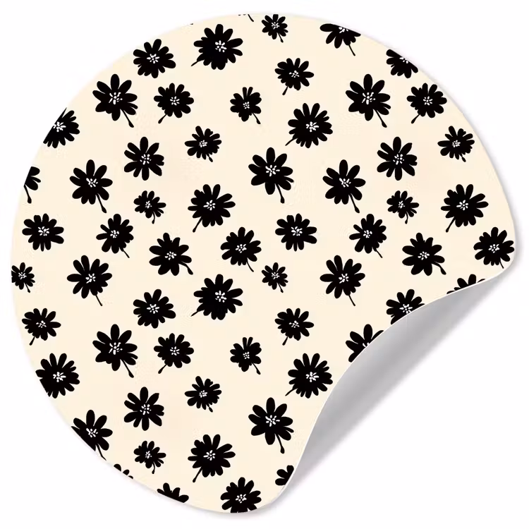 Behangcirkel - Madeliefjes - Grafisch - Zwart - Beige — 1