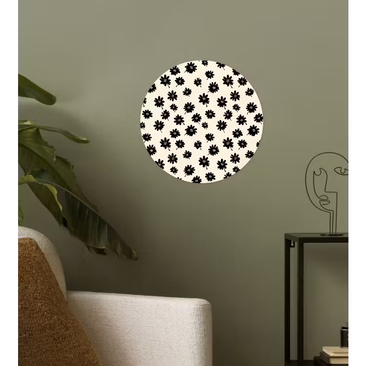 Behangcirkel - Madeliefjes - Grafisch - Zwart - Beige — 3