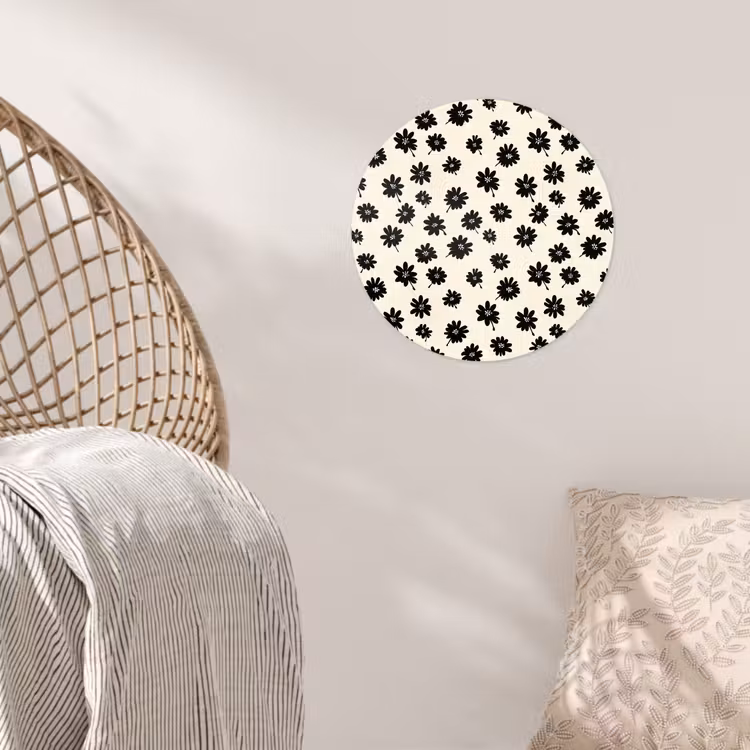 Behangcirkel - Madeliefjes - Grafisch - Zwart - Beige — 5